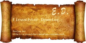 Einvachter Demeter névjegykártya